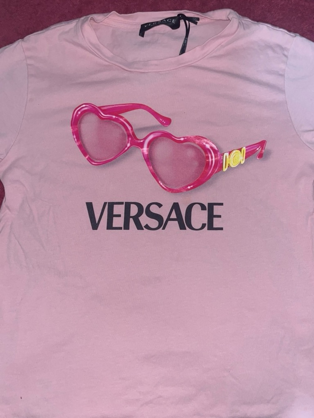 Versace Pink Graphic Heart Sunglasses Tee